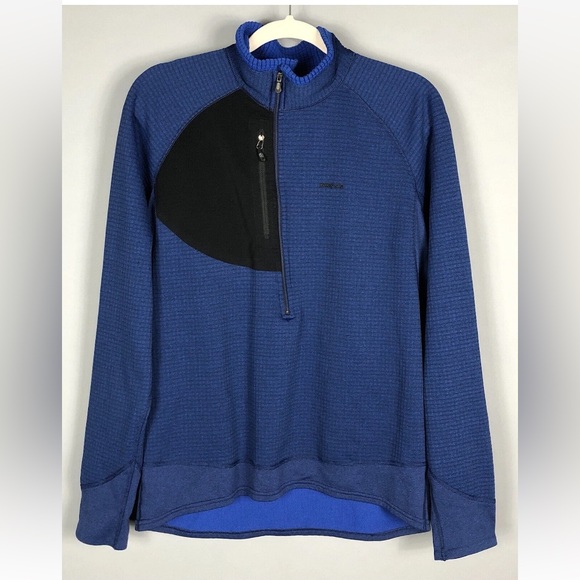 Patagonia R1 Flash Grid 1/2 Zip Fleece Jacket Men L Blue Pullover USA